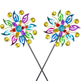 Dreamysoul wind spinner with colorful blades brightens outdoor spaces.