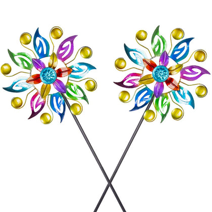 Dreamysoul wind spinner with colorful blades brightens outdoor spaces.