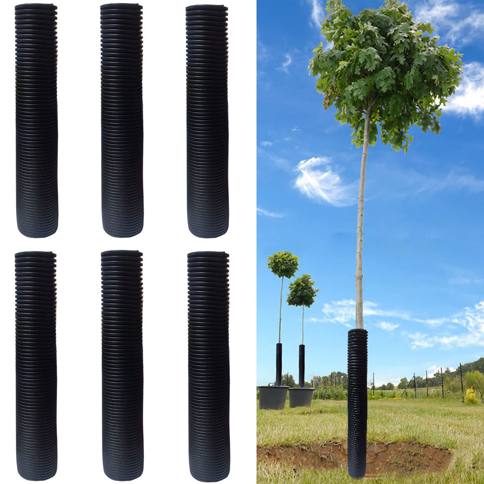 DredQcco corrugated tree guards, side view protecting young saplings' bark