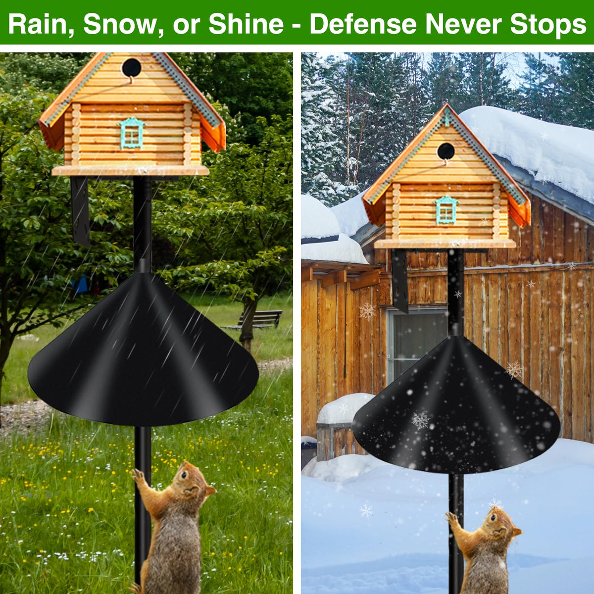 Discrete matte finish of DreiPanda wider squirrel baffle in garden