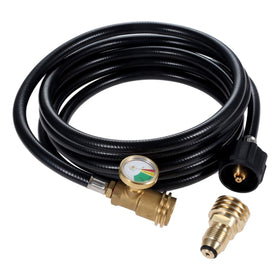 DRELD 12ft propane hose extension with gauge for easy outdoor cooking monitoring