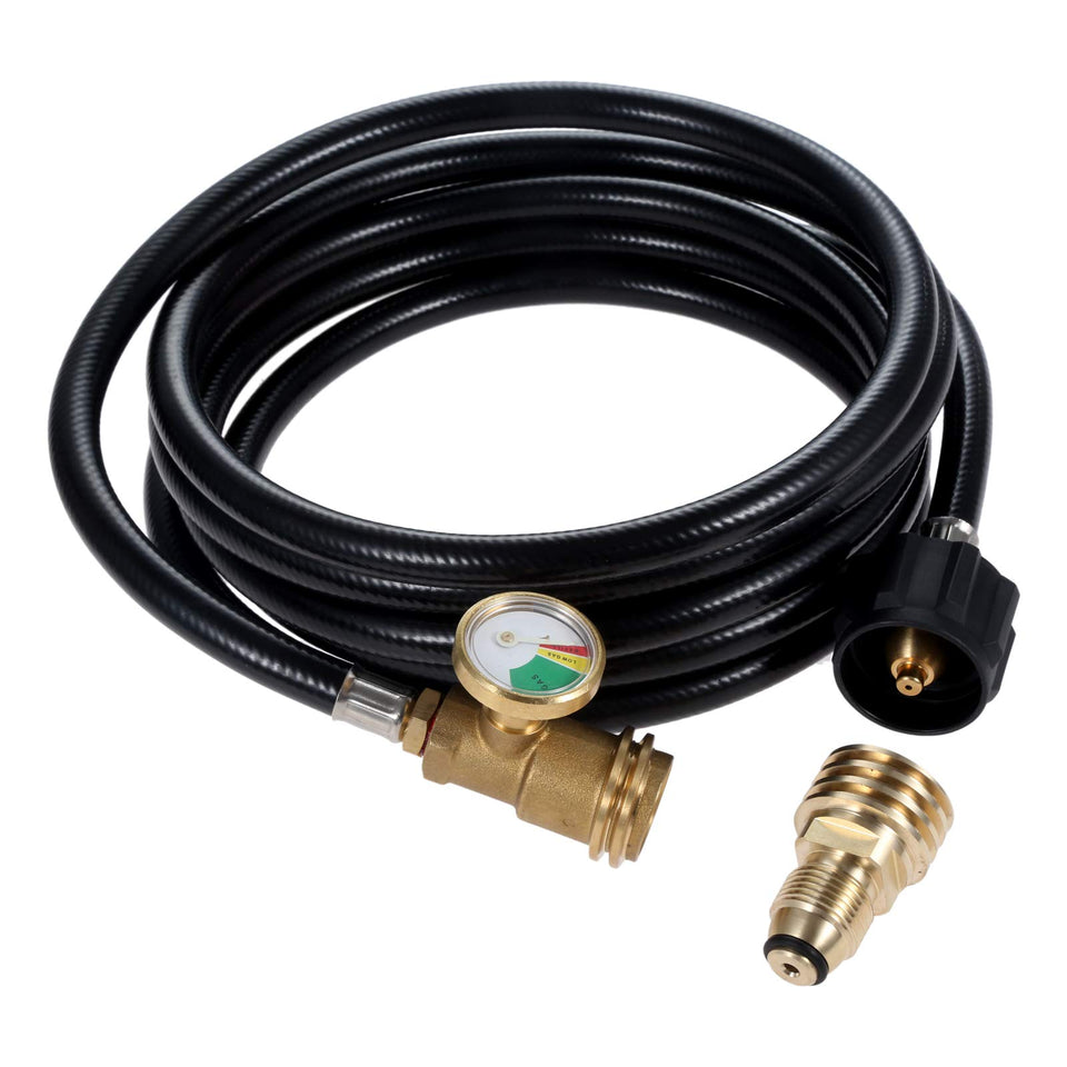 DRELD 12ft propane hose extension with gauge for easy outdoor cooking monitoring