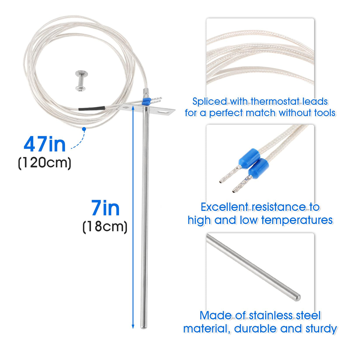 DRELD 7-inch RTD sensor captures accurate temperature readings for steady results.