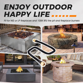 DRELD outdoor fireplace setup using flexible gas line safely