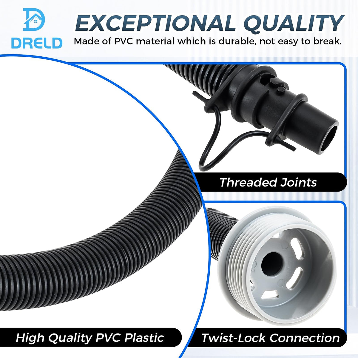 DRELD P6931 compatible hose supports portable spa tubs anywhere.