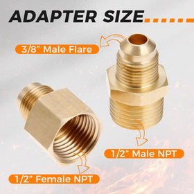 DRELD three eight flare to one half NPT ends close-up for secure fit