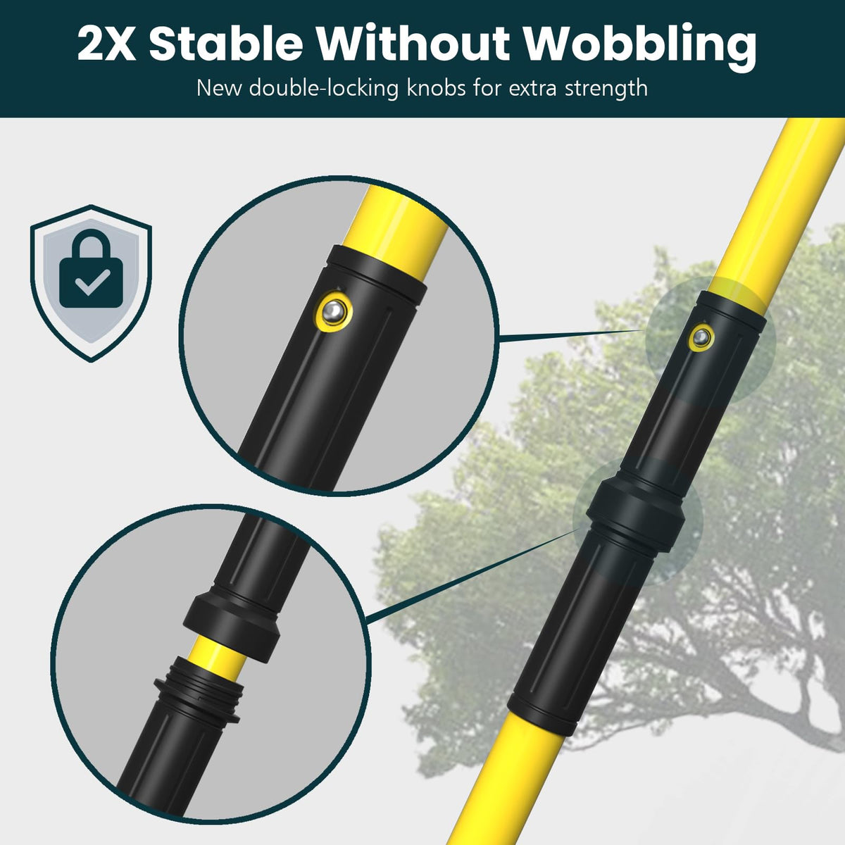 Dremmt dual locking design on pole saw ensuring secure joints