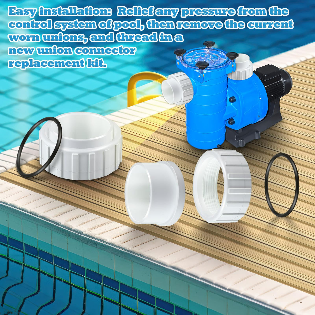 Dreyoo 2-inch pump union kit assembly for Hayward and compatible systems.