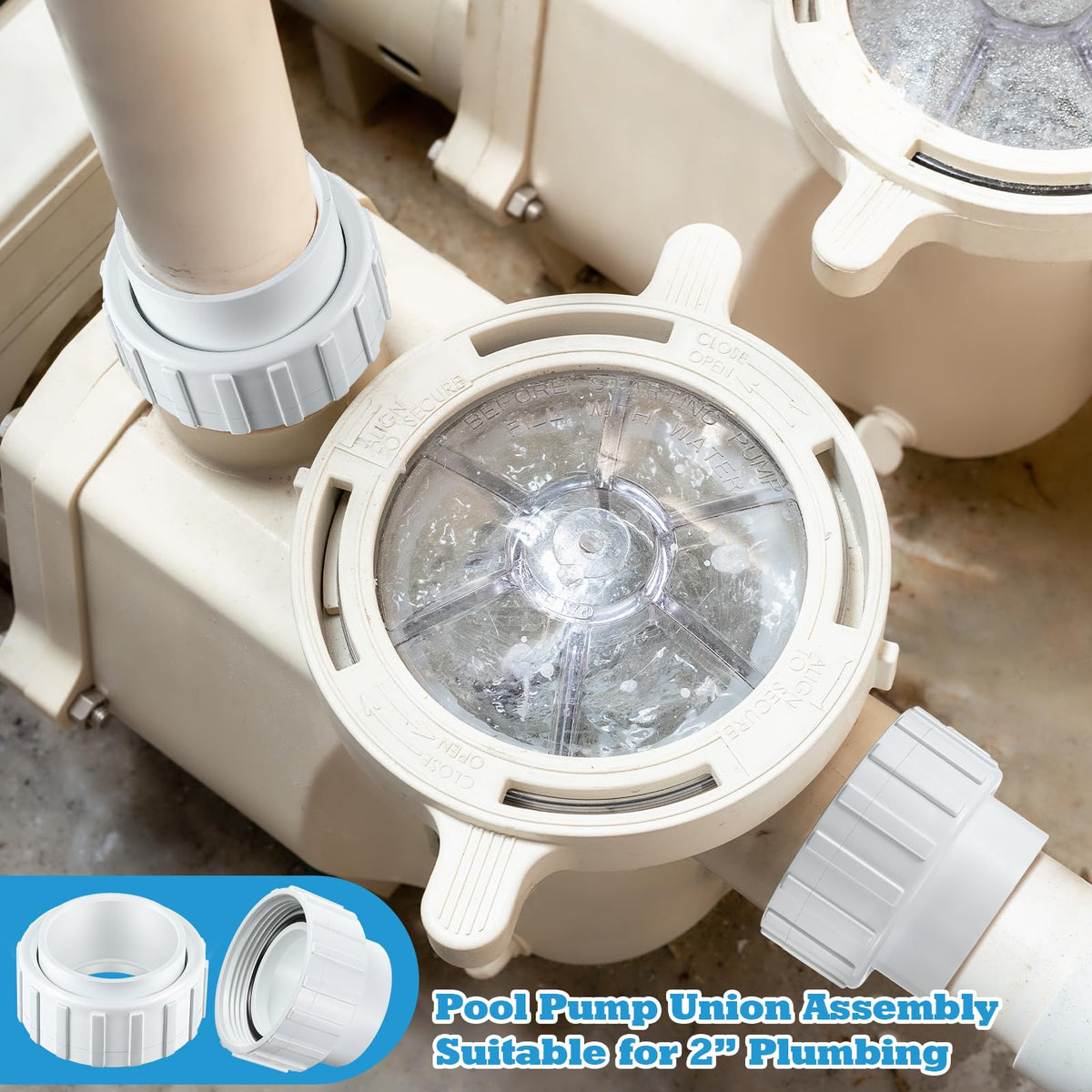 Dreyoo 2-inch PVC union kit offers high resistance to heat and chemicals.