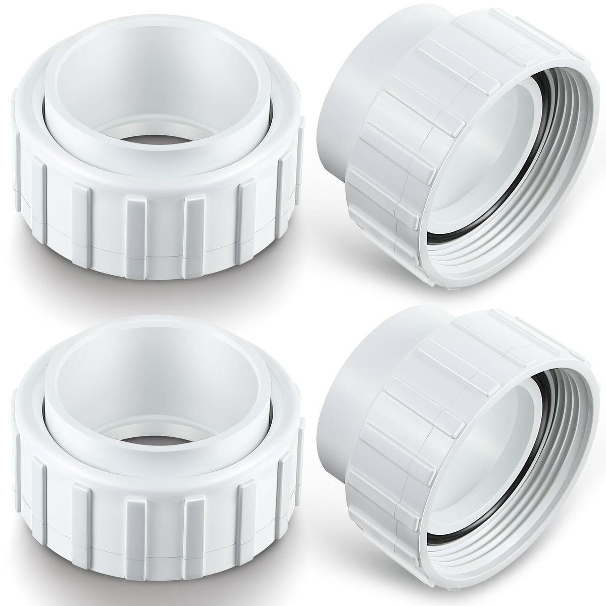 Dreyoo 4-piece 2-inch pump union nuts for secure connections.