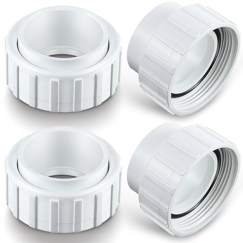 Dreyoo 4-piece 2-inch pump union nuts for secure connections.