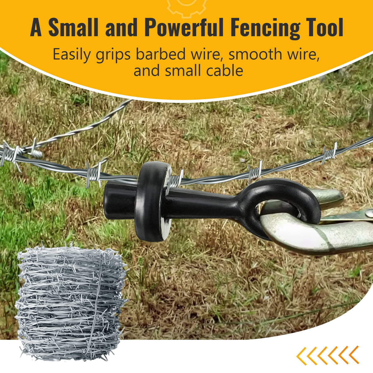 Dreyoo barbed wire pullers close-up steel texture
