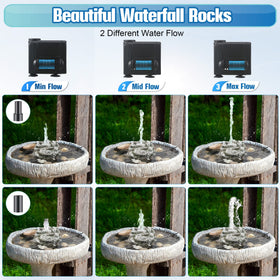 Dreyoo Bird Bath Fountain submersible pump provides adjustable water flow for a lively display.