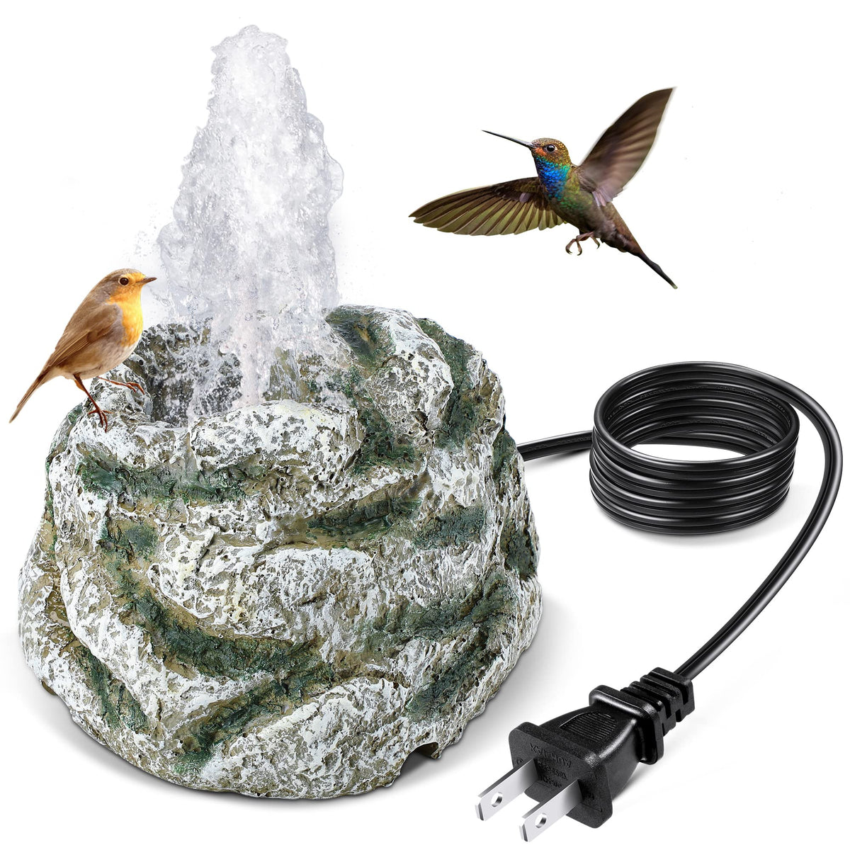 Dreyoo Bird Bath Fountain waterfall rock enhances outdoor decor while attracting birds.
