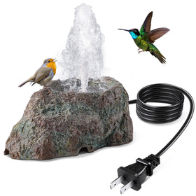 Dreyoo bird fountain with red moss resin rock attracts hummingbirds.
