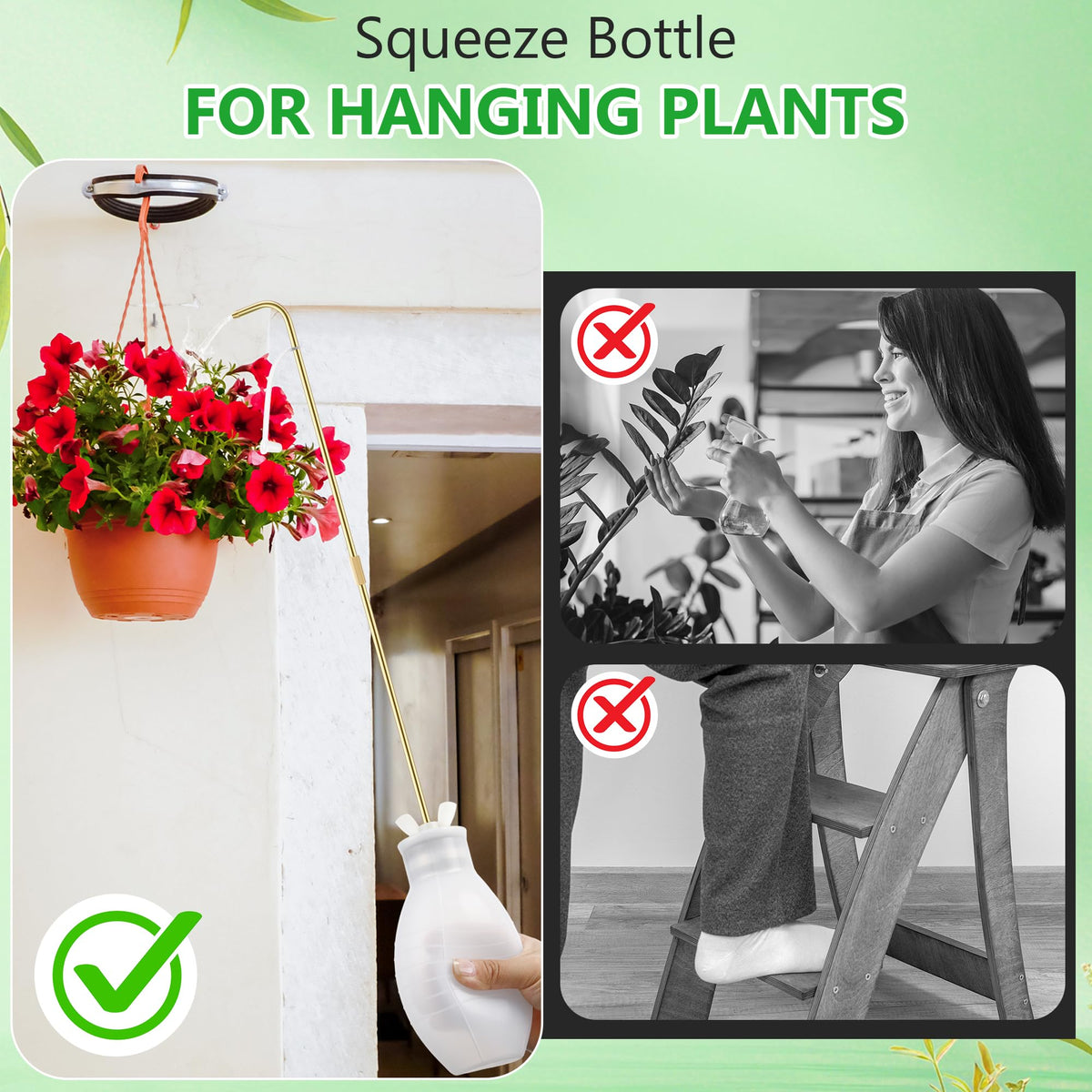 Dreyoo ergonomic squeeze bottle grip for easy one-handed watering.