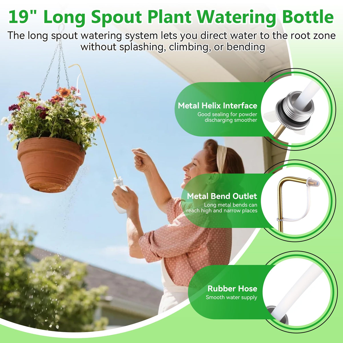 Dreyoo narrow nozzle enables controlled hydration at plant base.