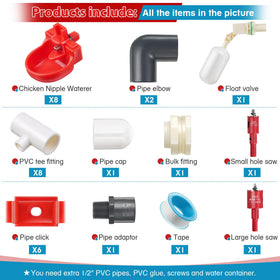 Dreyoo PVC tee fittings for a sturdy 1/2 inch setup.