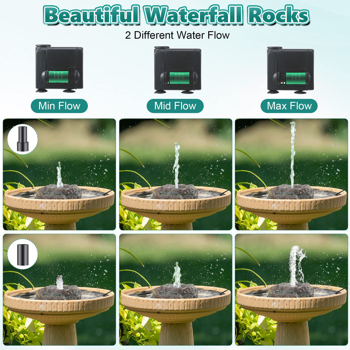 Dreyoo resin granite rock provides natural-looking bath decor.