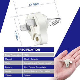 Dreyoo 152°C thermal fuse close-up showing durable construction for pool heater reliability