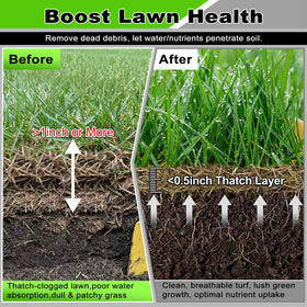 Angle adjustment from 0 to 15 degrees for precise thatch targeting