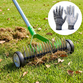 Multi-purpose lawn groomer ready for loosening soil and debris prep