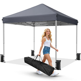 Driftalia 10x10 pop-up canopy setup image showing quick, tool-free erection.