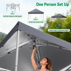 Driftalia pop-up canopy side view highlighting frame stability.