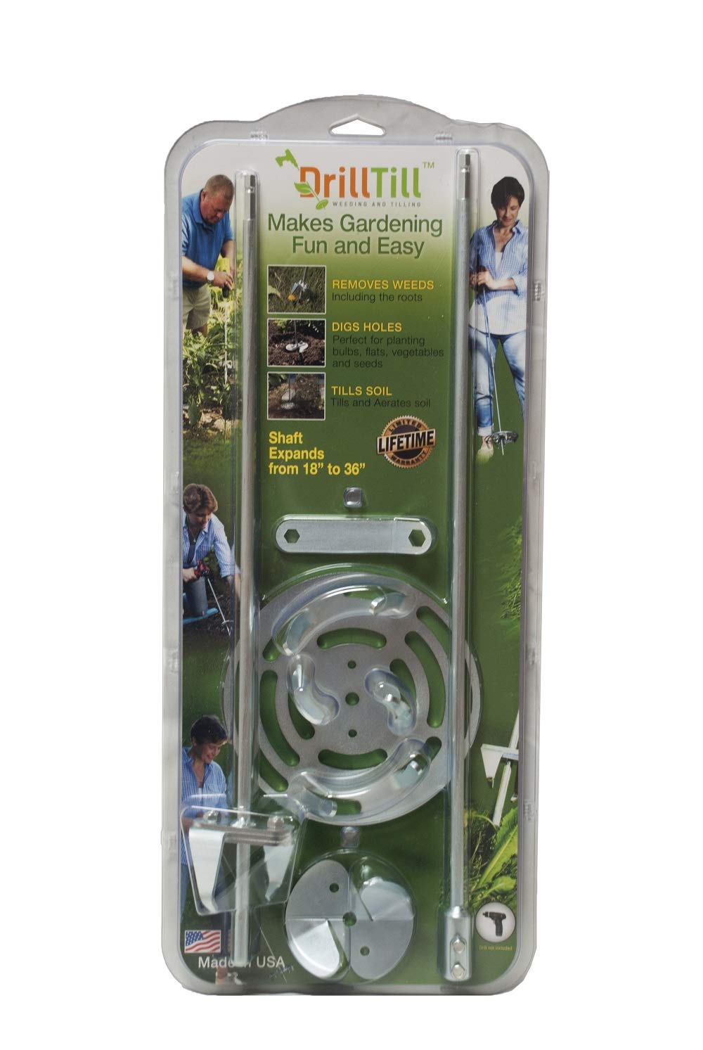 DRILLTILL-extension rods included for extended reach.