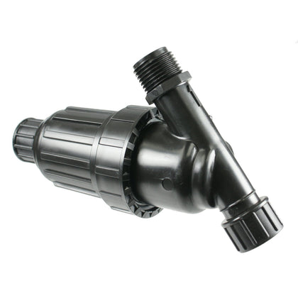 Drip Depot Irritec 3/4-inch hose thread filter catches debris to protect irrigation emitters