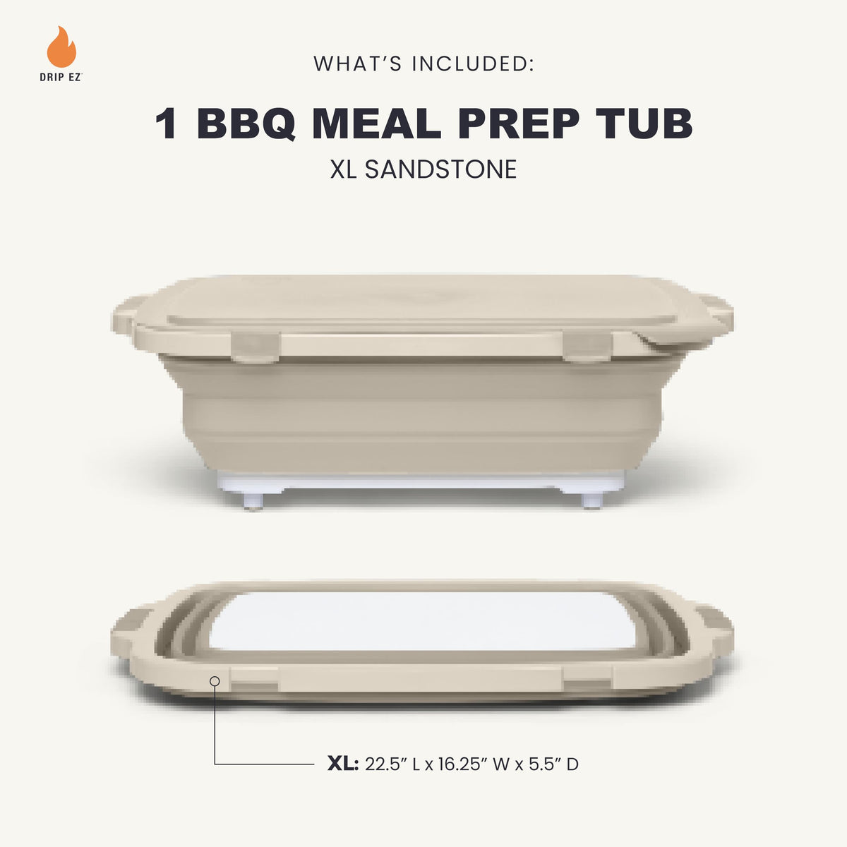 Drip EZ tub with integrated cutting board for on the spot prep.