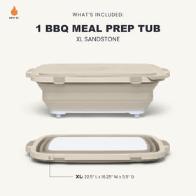 Drip EZ tub with integrated cutting board for on the spot prep.
