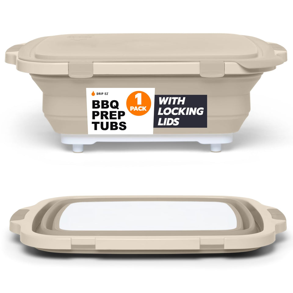 Drip EZ Collapsible BBQ Prep Tub with cutting board for stable meal prep
