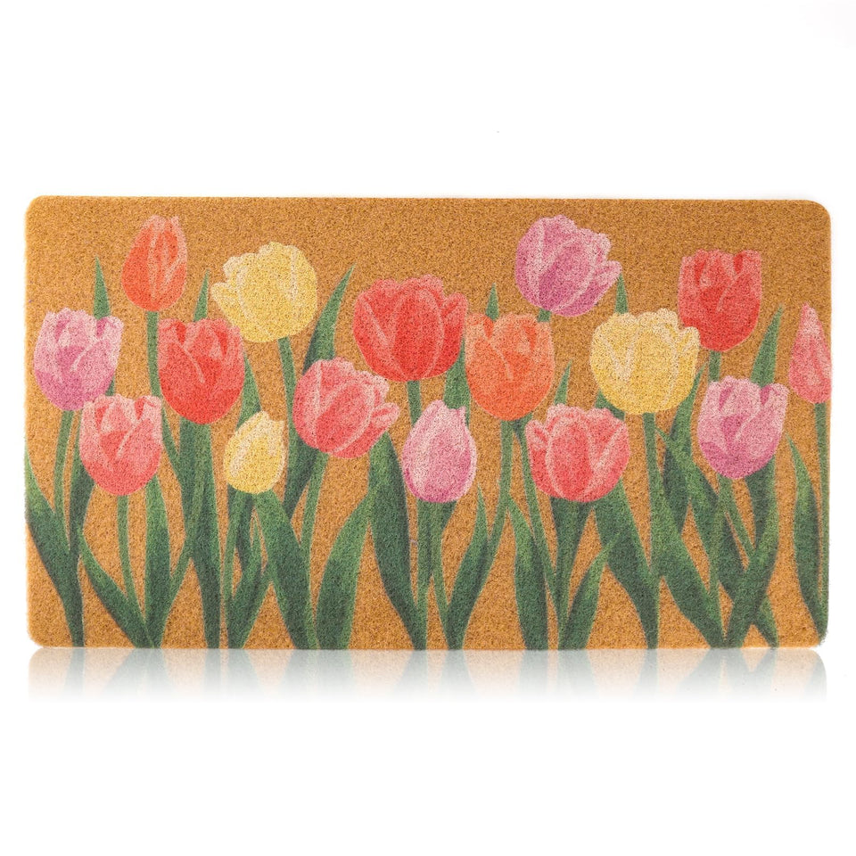 Dripykiaa front door mat with tulip design adds curb appeal and durability.