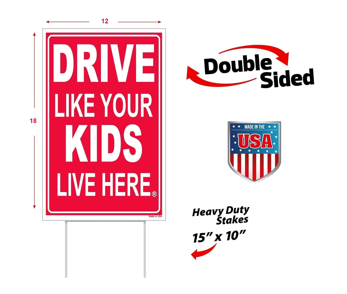 Drive Like Your Kids Live Here yard sign stand assembly for quick setup