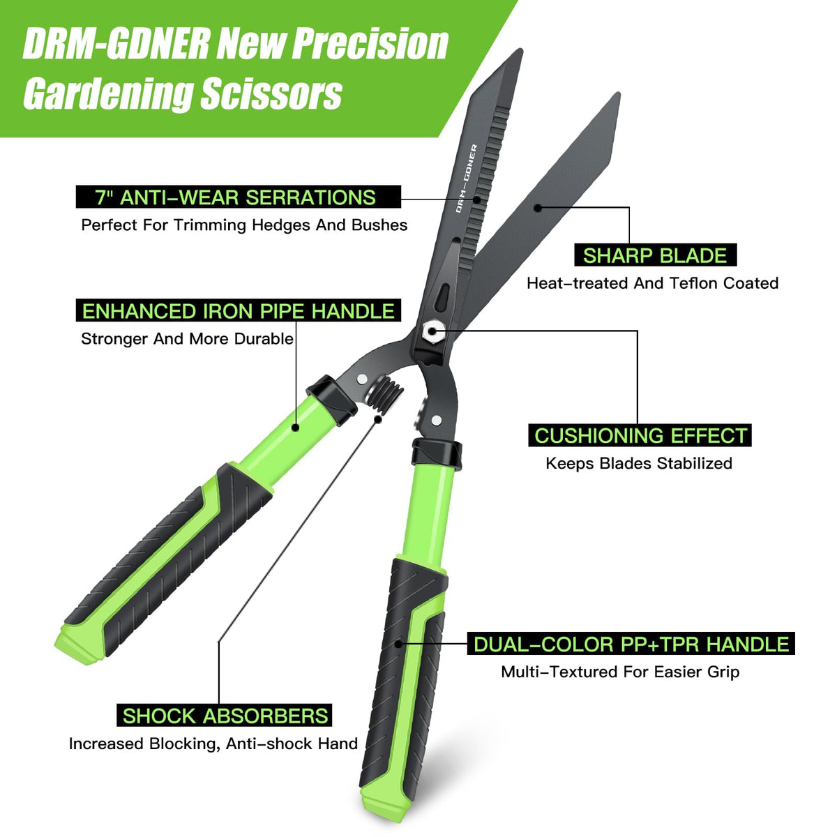 DRM-GDNER heavy duty pruner cutting stems and bushes with ease
