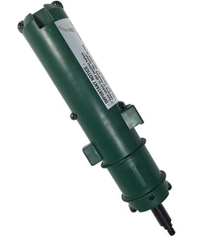 Droll Yankees Yankee Flipper replacement battery in green housing powers the feeder’s motion.