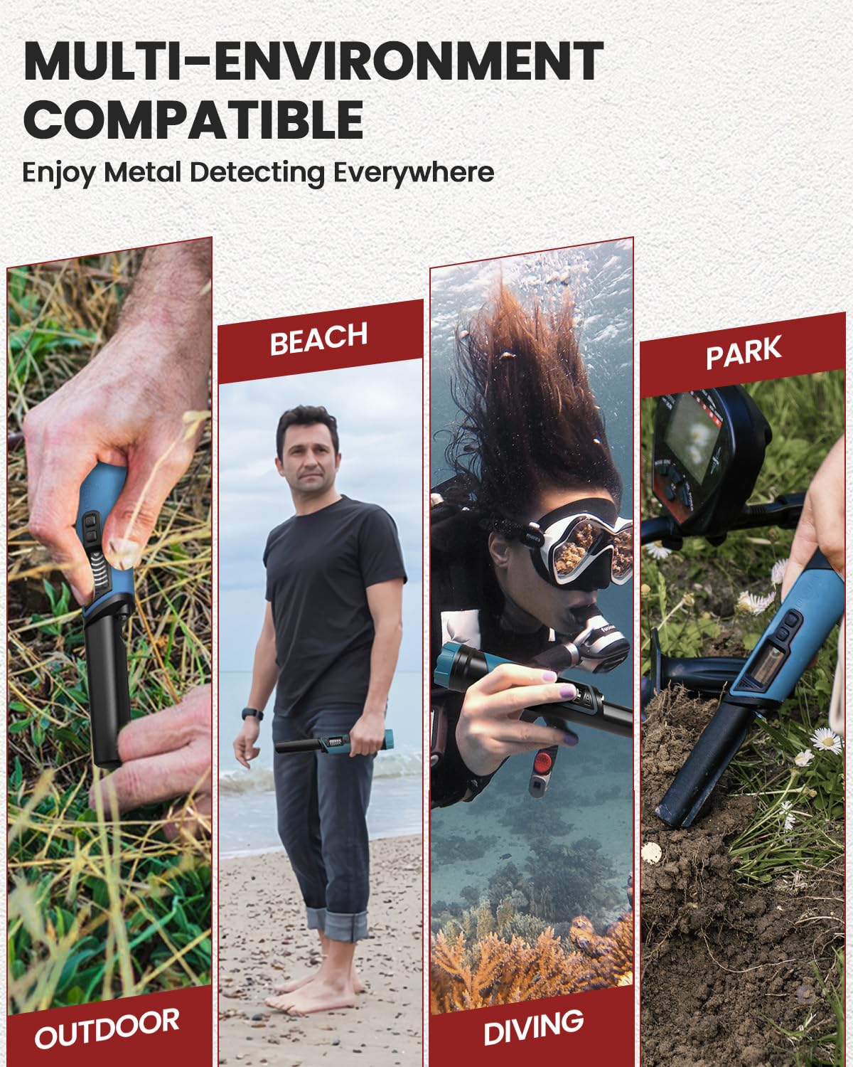 DR.ÖTEK pinpointer ideal for beach or river use in all weather.