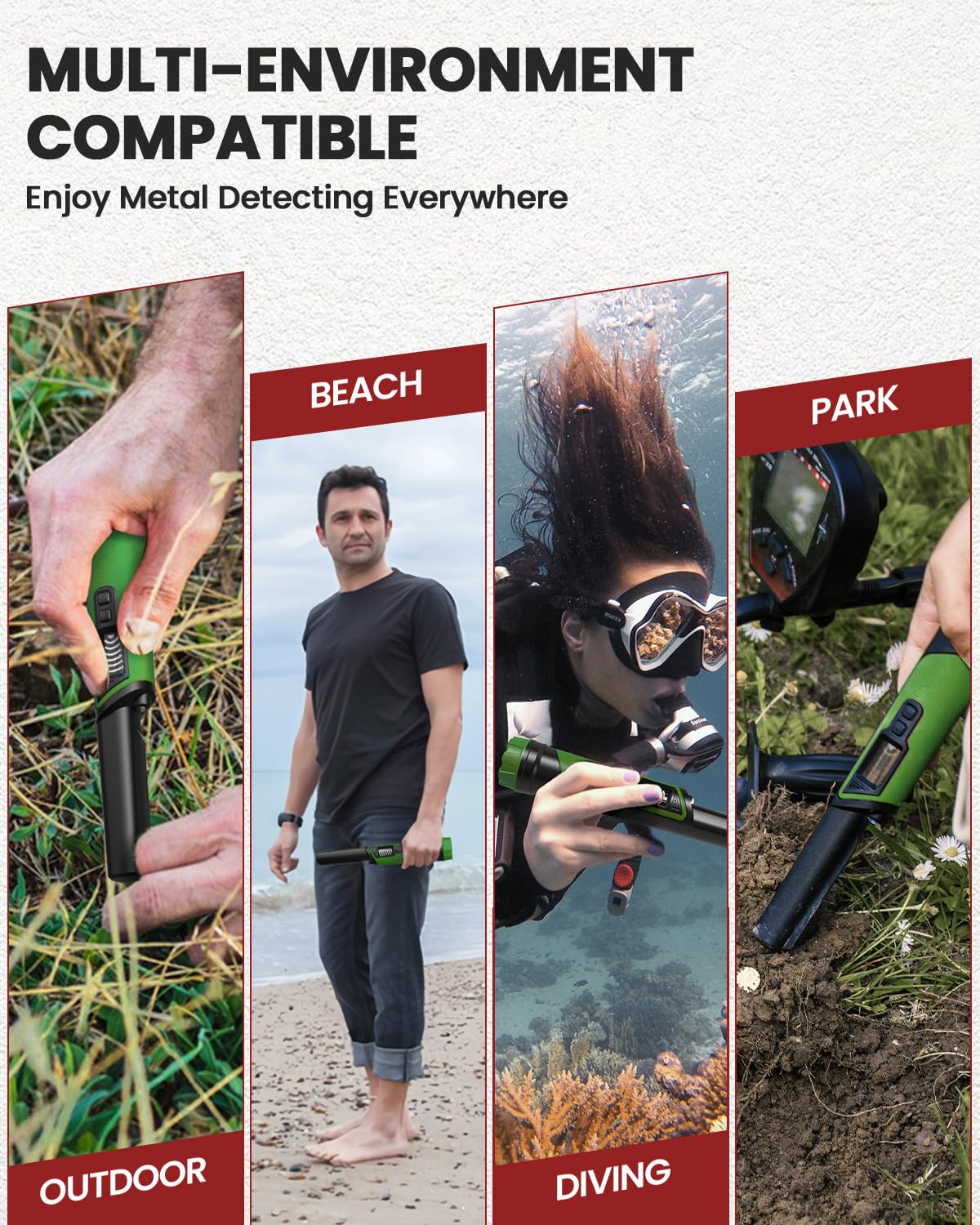 DR.ÖTEK pinpointer detects targets up to 3.15 inches for precise digging