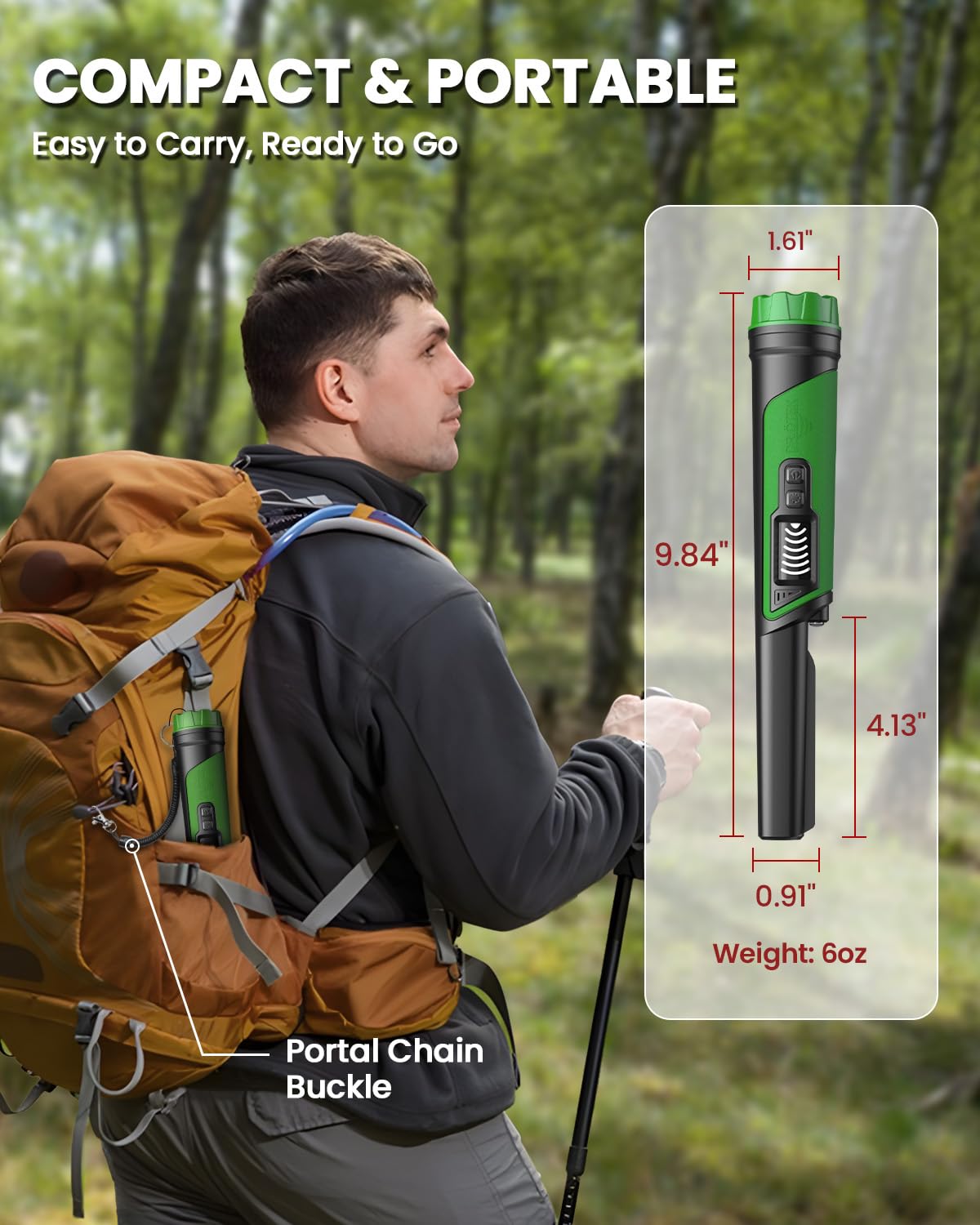 DR.ÖTEK pinpointer with textured rubber handle ensures a secure grip