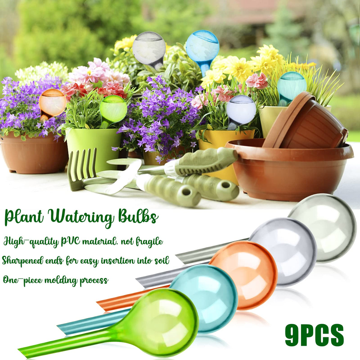 Droutti watering globes compatible with indoor and outdoor plants for versatile irrigation.