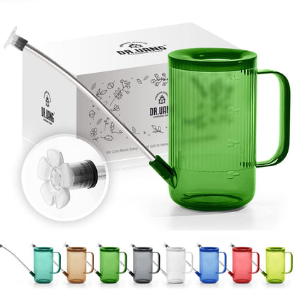 DR.UANG small green watering can with long spout and 1L capacity for precise indoor watering