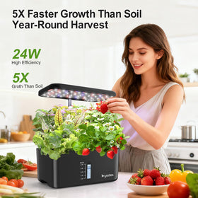 Dryades full-spectrum 24W grow light powers vibrant indoor growth.