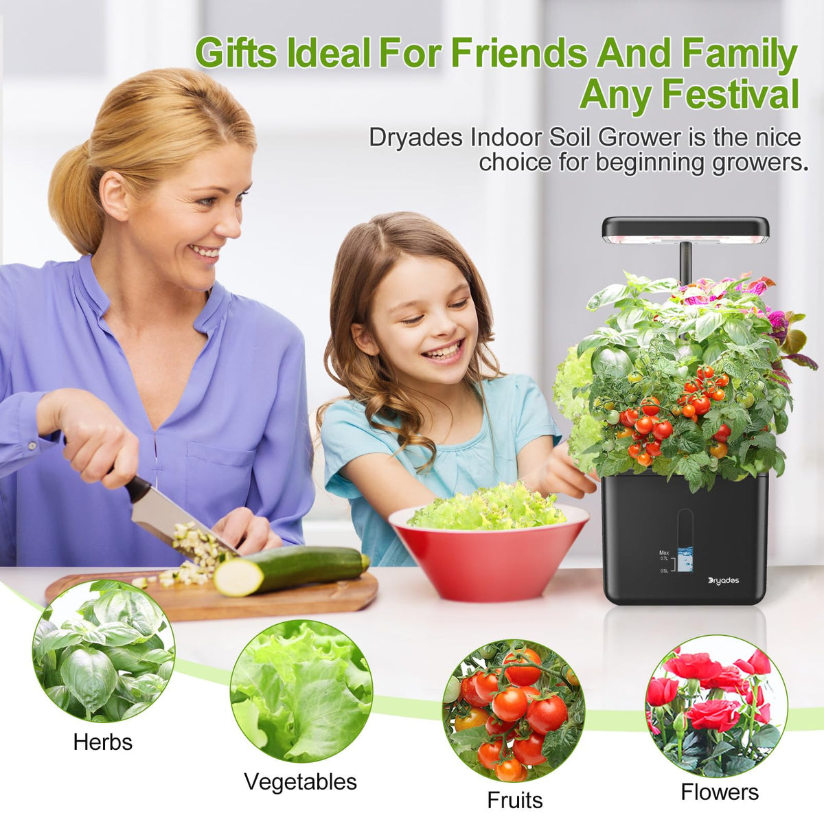 DRYADES gift-ready packaging highlighting easy indoor gardening for family and friends