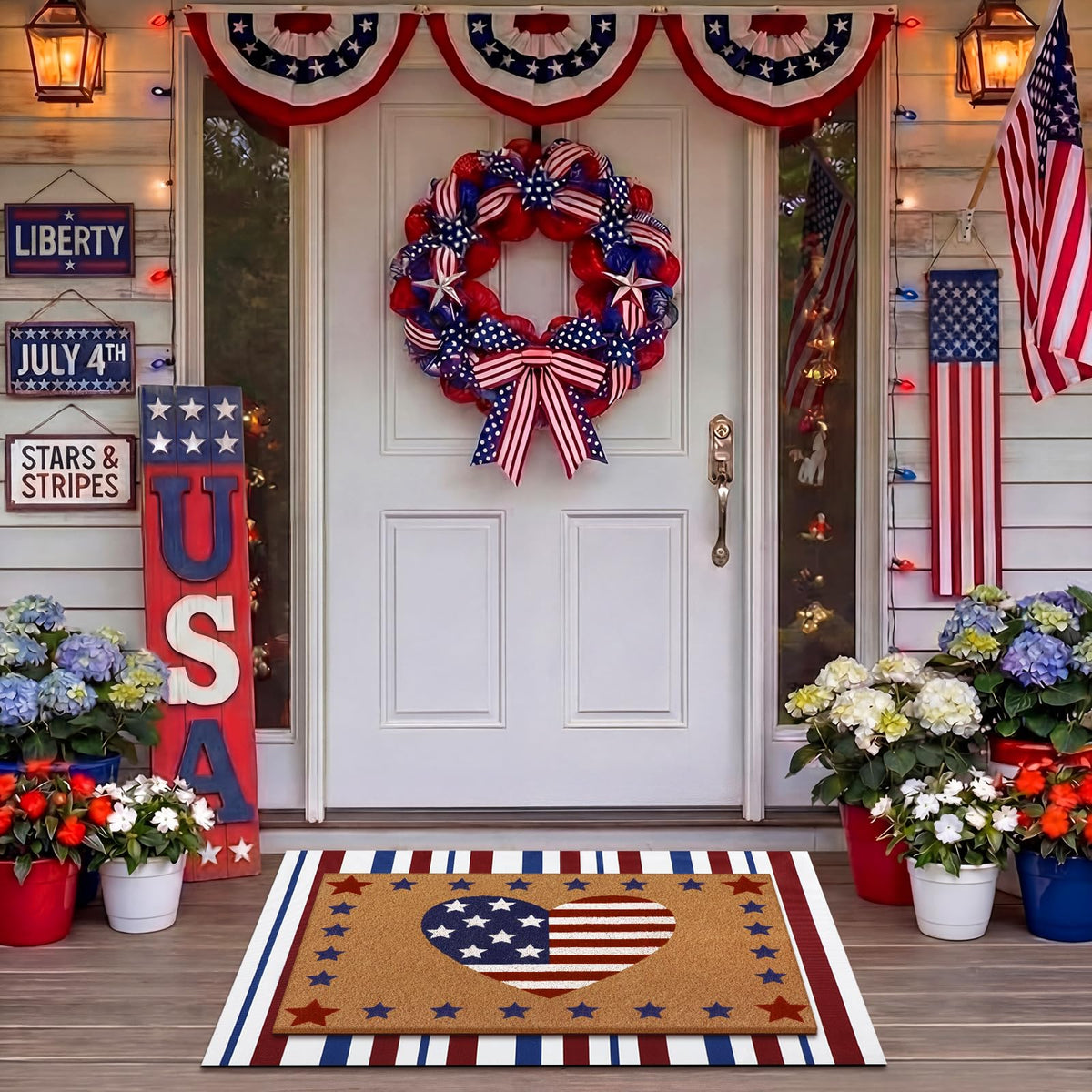 Drydiet 4th of July entryway rug creates a welcoming, celebratory vibe.