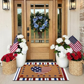 Drydiet American flag star design mat adds patriotic charm to entryways.