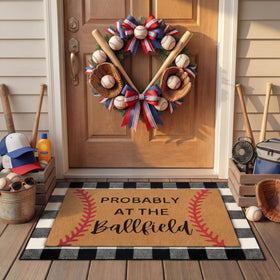 Drydiet baseball doormat with ballfield design welcomes guests and scrapes dirt