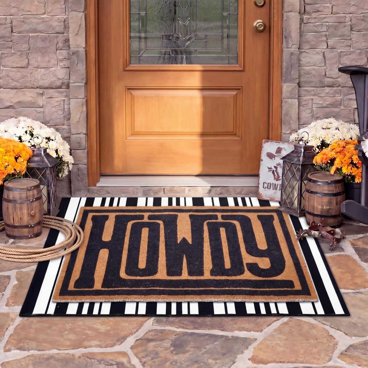 Drydiet double-layer doormat creates a layered, stylish doorway statement.