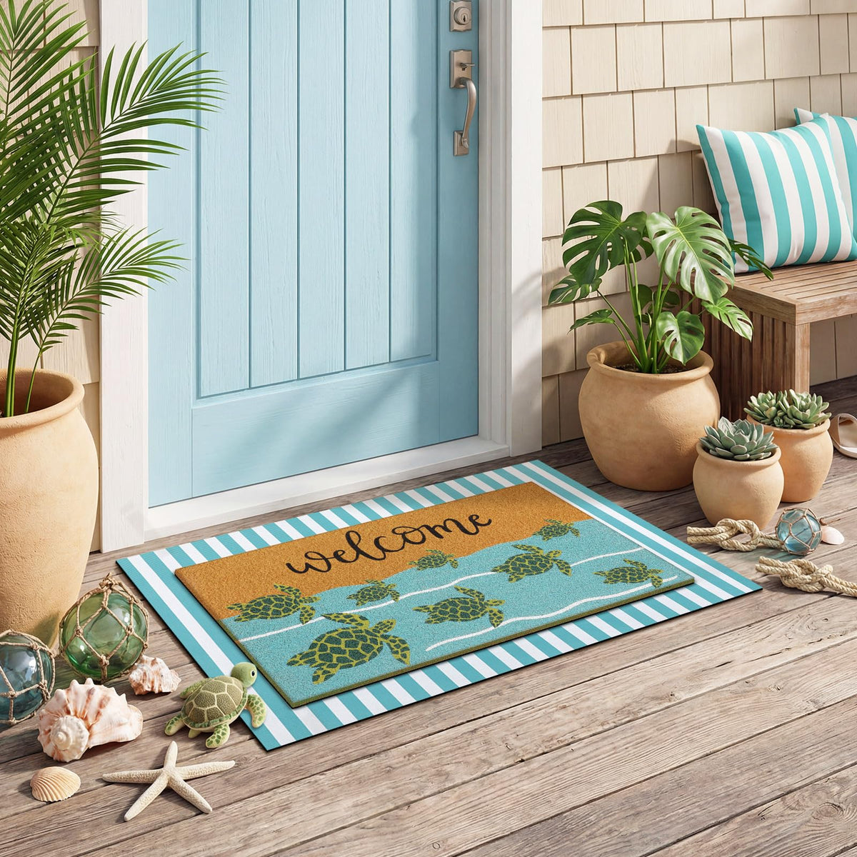 Drydiet double layer doormat showcases layered entryway appeal.