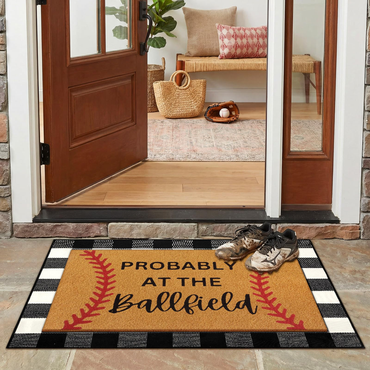 Drydiet easy cleaning: shake the coir mat and wash the plaid rug
